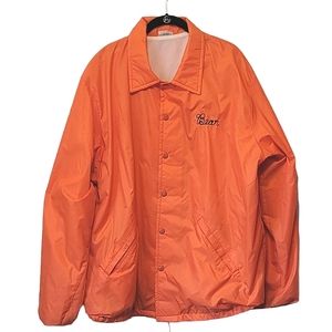 Orange Nylon Button Down Windbreaker Jacket Bears Tap XXXL Birare Richard Leslie